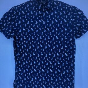 Polo by Ralph Lauren Navy Polo with White Sailboat Print
